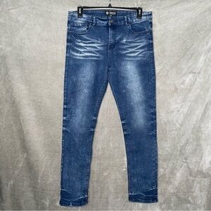 Encrypted Supply Company Medium Wash Distressed Stonewashed Skinny Jeans 36